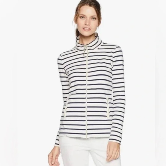 Lilly Pulitzer • White & Navy Nautical Striped Bennett Zip Front Jacket Size XXS - Picture 1 of 5